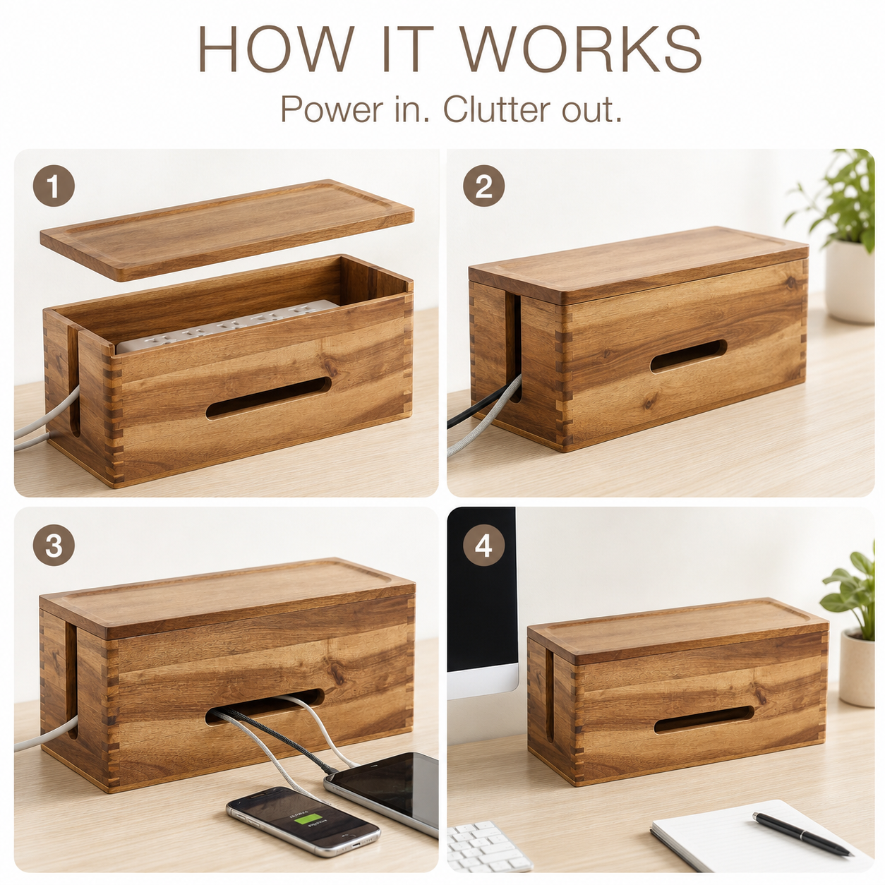 Natural Wood Cable Management Box - product image 10