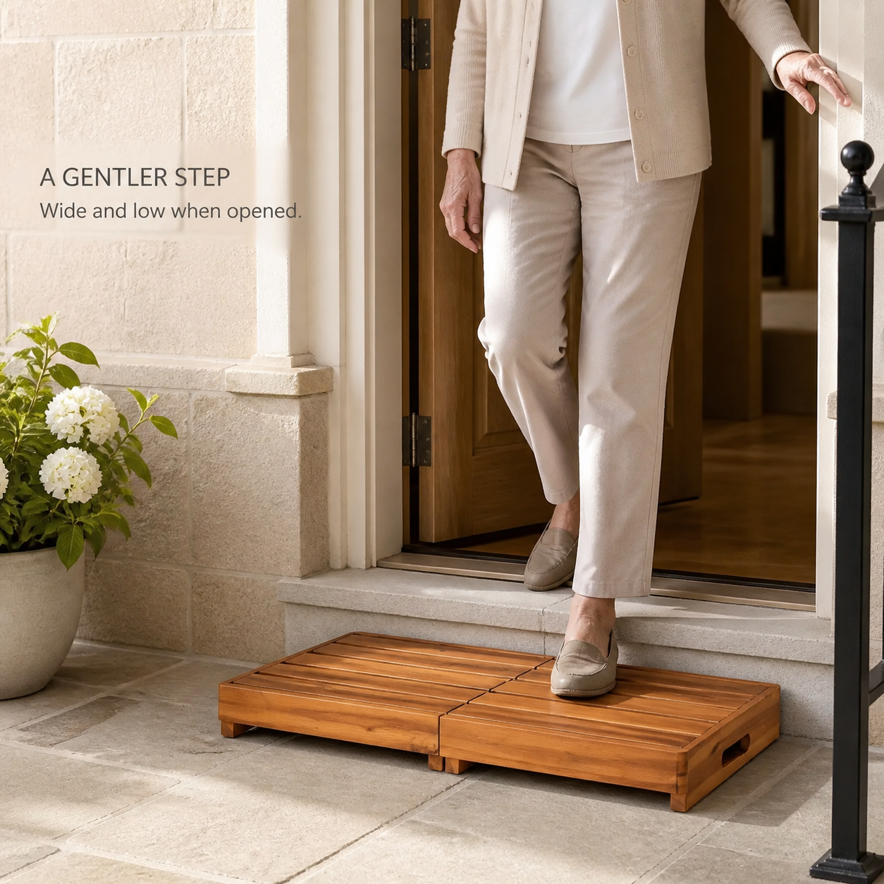 Foldable Two-Level Natural Wood Step Platform - main view