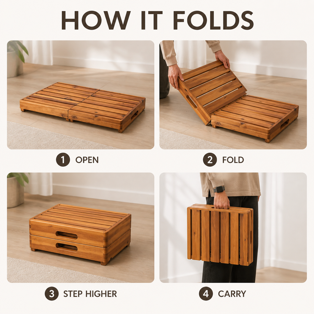 Foldable Two-Level Natural Wood Step Platform - product image 13