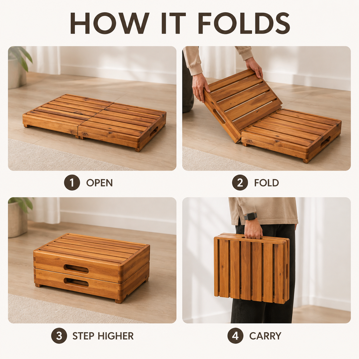 Foldable Two-Level Natural Wood Step Platform - product image 13