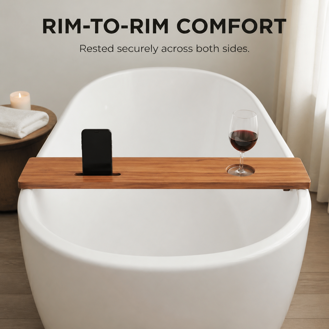 Natural Wood Bathtub Caddy Tray - main view