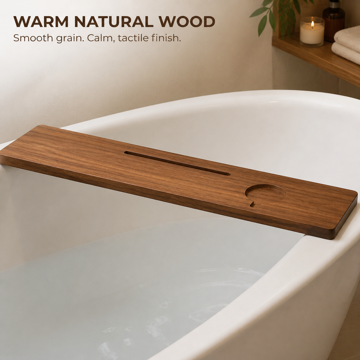 Natural Wood Bathtub Caddy Tray - product image 09