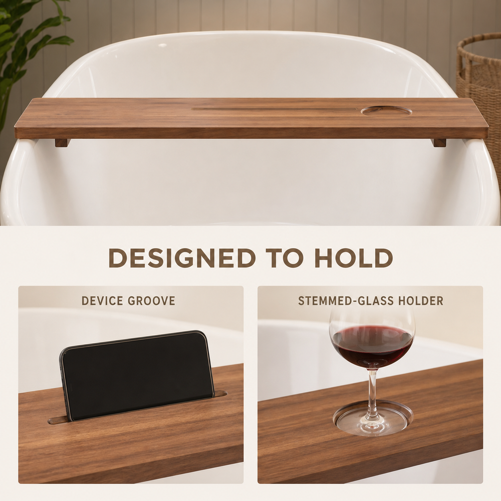Natural Wood Bathtub Caddy Tray - product image 11