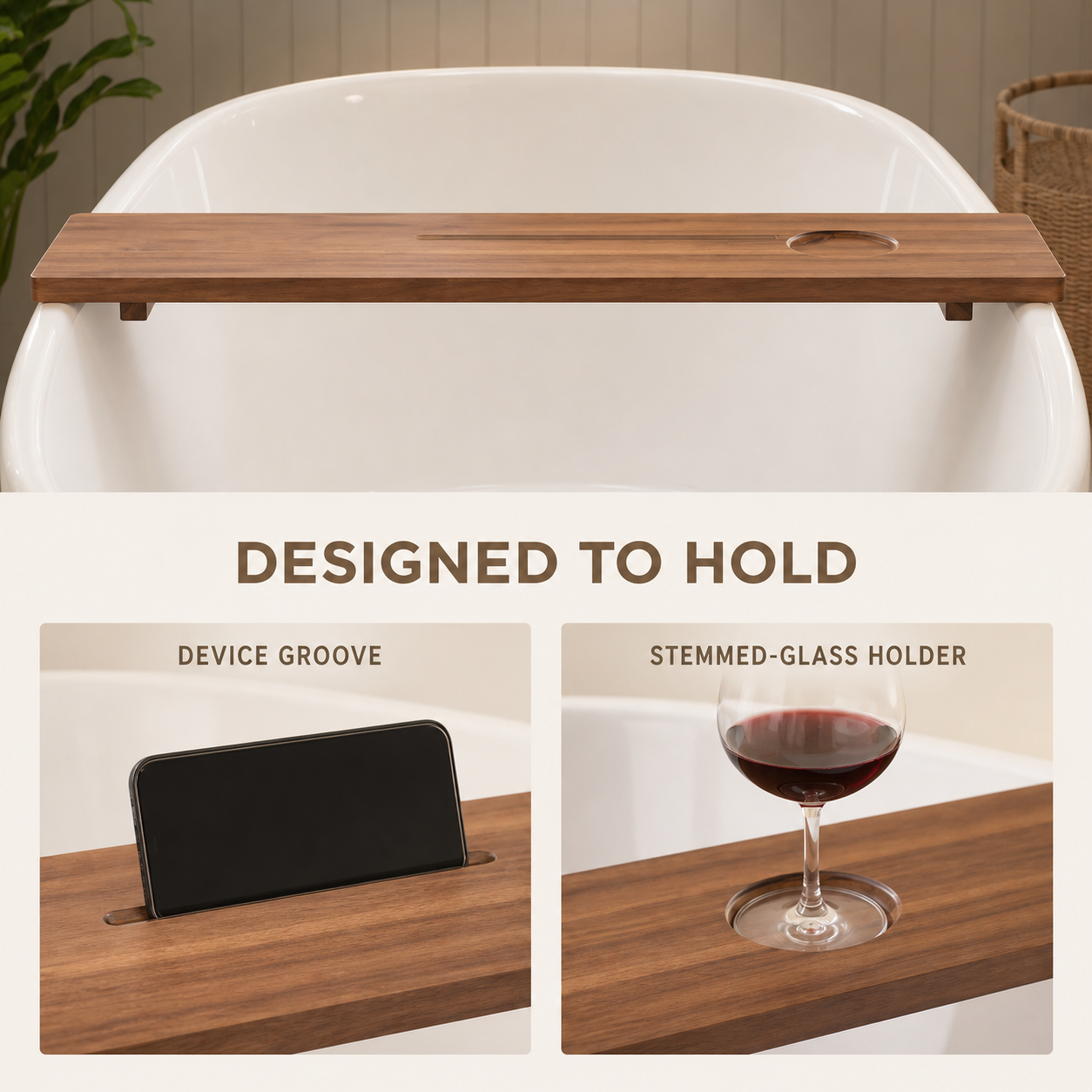 Natural Wood Bathtub Caddy Tray - product image 11