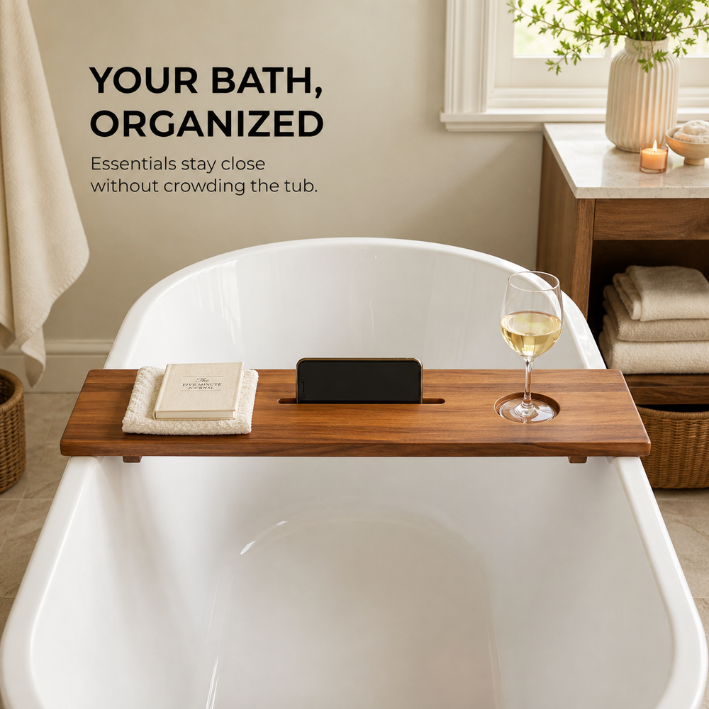 Natural Wood Bathtub Caddy Tray - product image 12