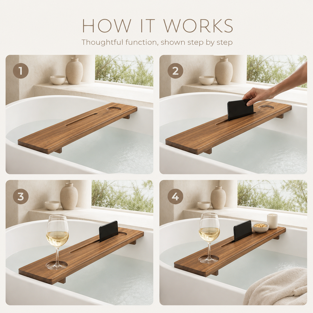 Natural Wood Bathtub Caddy Tray - product image 17