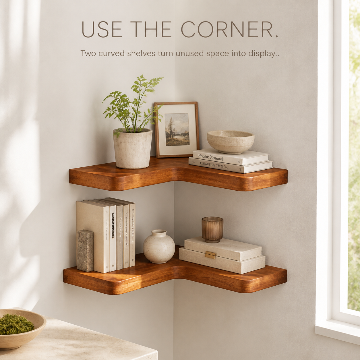 Live Edge Corner Floating Shelf Set of 2 - main view