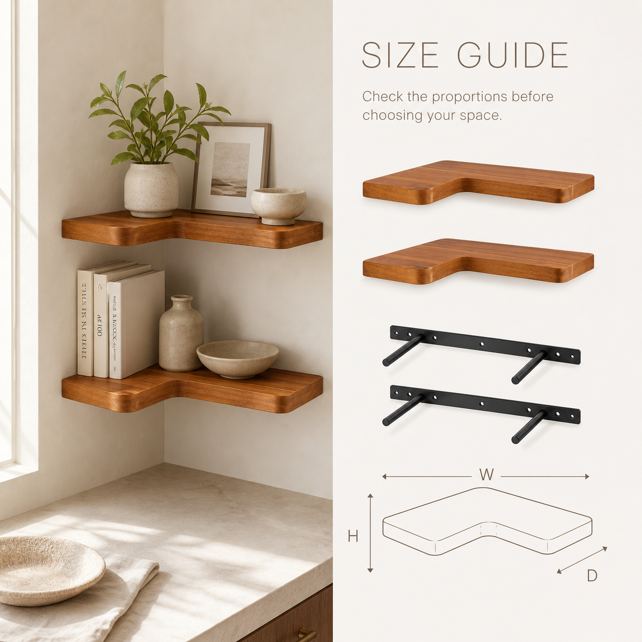 Live Edge Corner Floating Shelf Set of 2 - product image 09