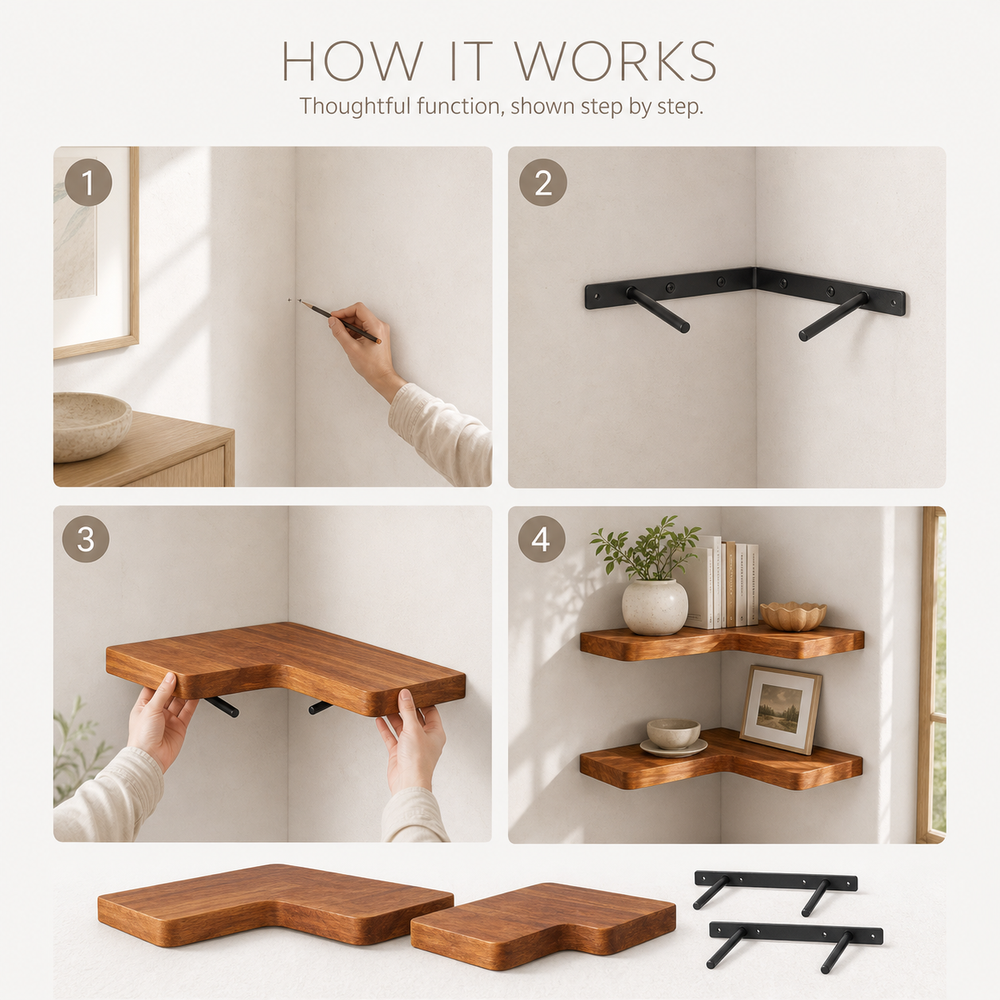 Live Edge Corner Floating Shelf Set of 2 - product image 10