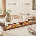 Extra-Long Natural Wood Serving Board with Knife Block - main view