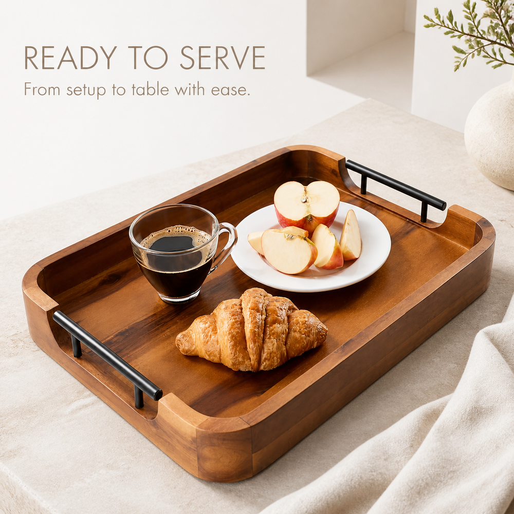 Handled Natural Wood Serving Tray - product image 03