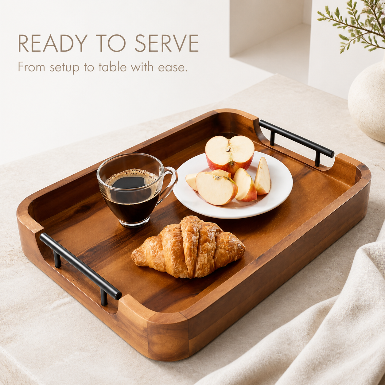 Handled Natural Wood Serving Tray - product image 03