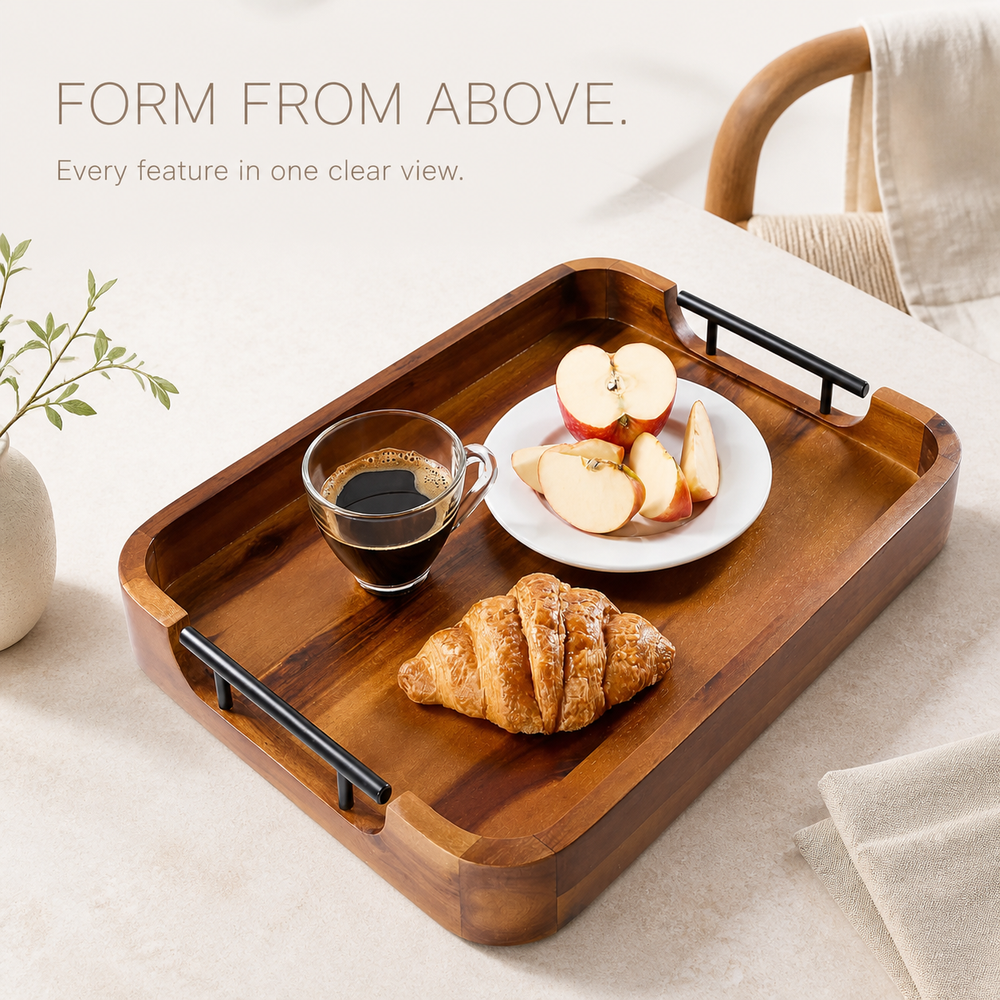 Handled Natural Wood Serving Tray - product image 05