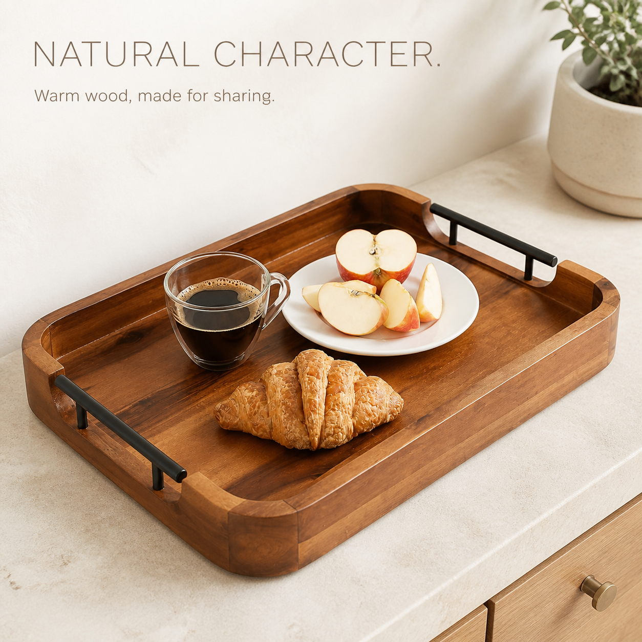 Handled Natural Wood Serving Tray - product image 06