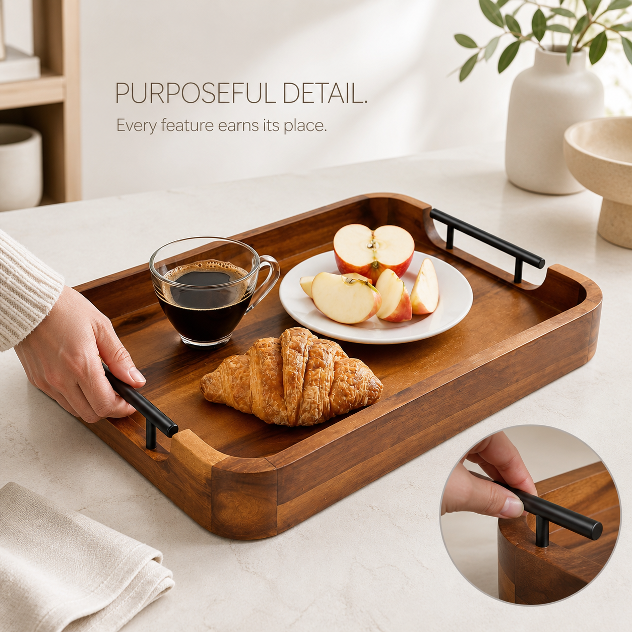 Handled Natural Wood Serving Tray - product image 07