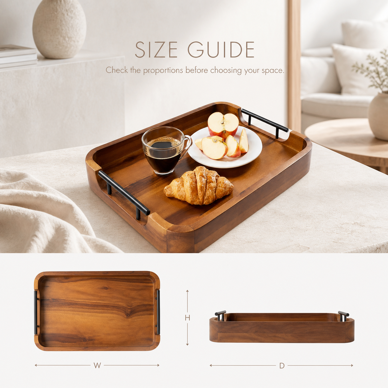 Handled Natural Wood Serving Tray - product image 09