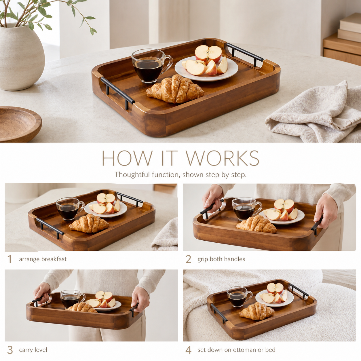 Handled Natural Wood Serving Tray - product image 10