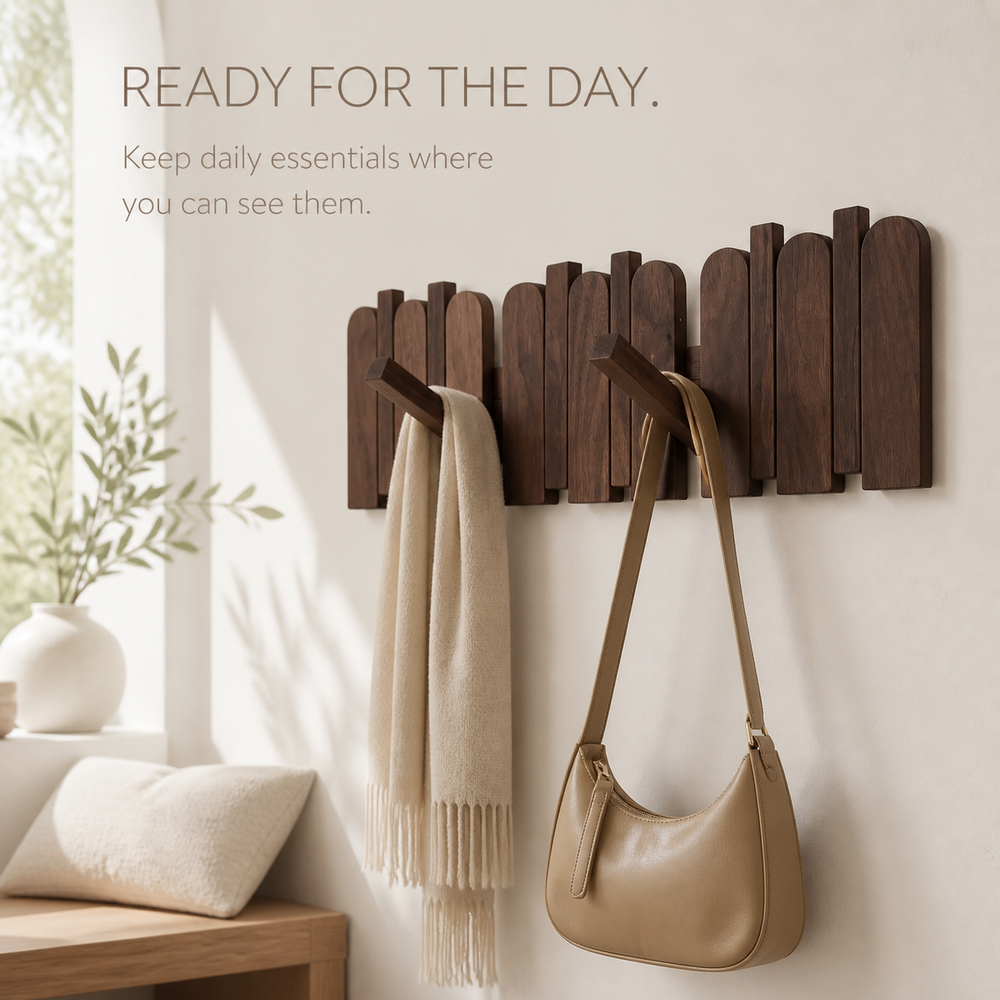 Piano-Key Wall Accessory Rack with Folding Hooks - product image 03