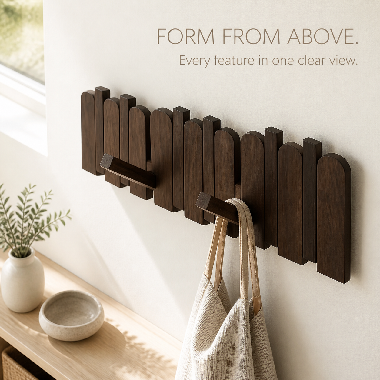 Piano-Key Wall Accessory Rack with Folding Hooks - product image 05