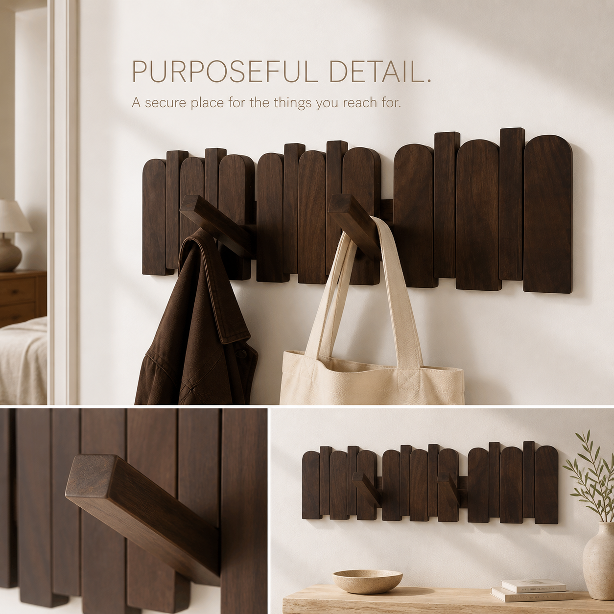 Piano-Key Wall Accessory Rack with Folding Hooks - product image 07