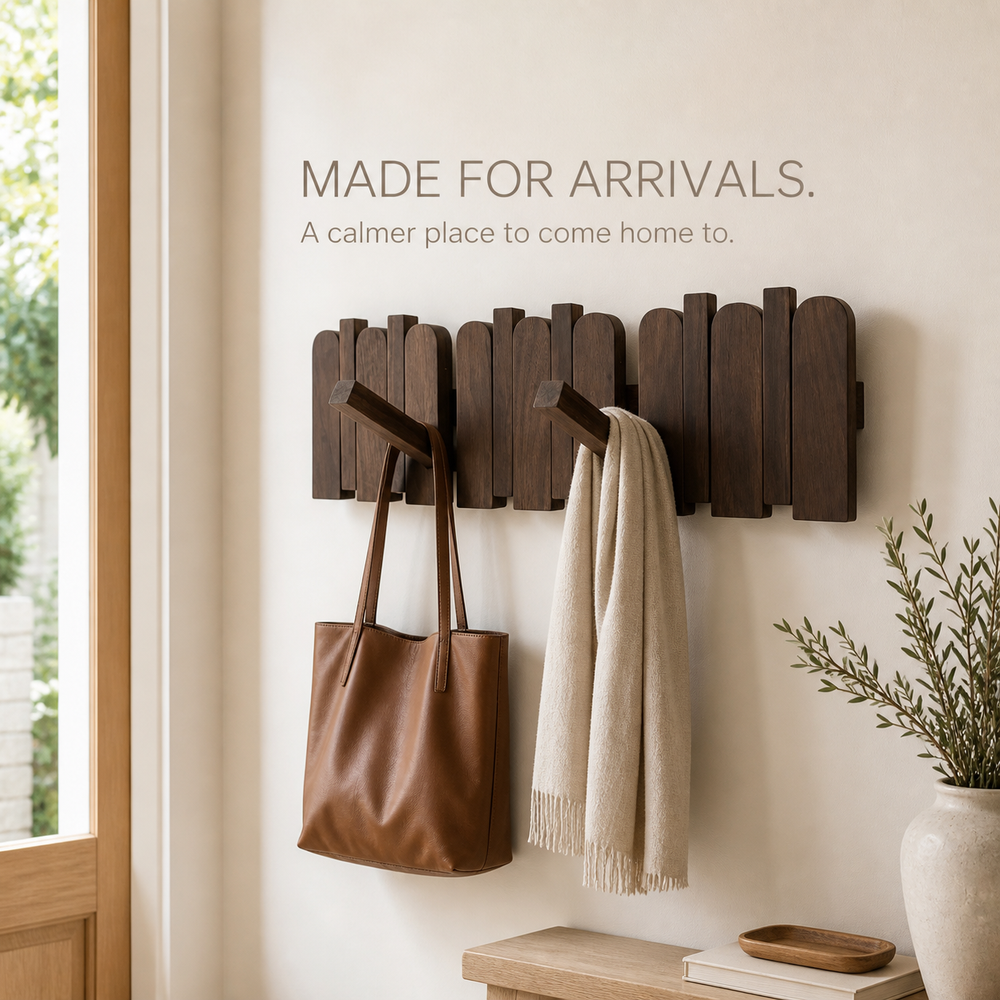 Piano-Key Wall Accessory Rack with Folding Hooks - product image 08