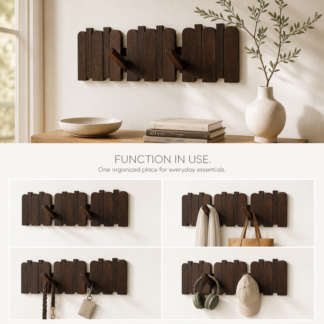 Piano-Key Wall Accessory Rack with Folding Hooks - product image 10