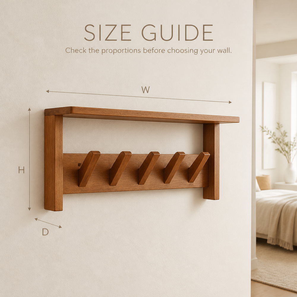 Entryway Wall Shelf with Piano-Key Hooks - product image 09