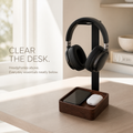 Walnut and Steel Headphone Stand with Valet Tray - main view