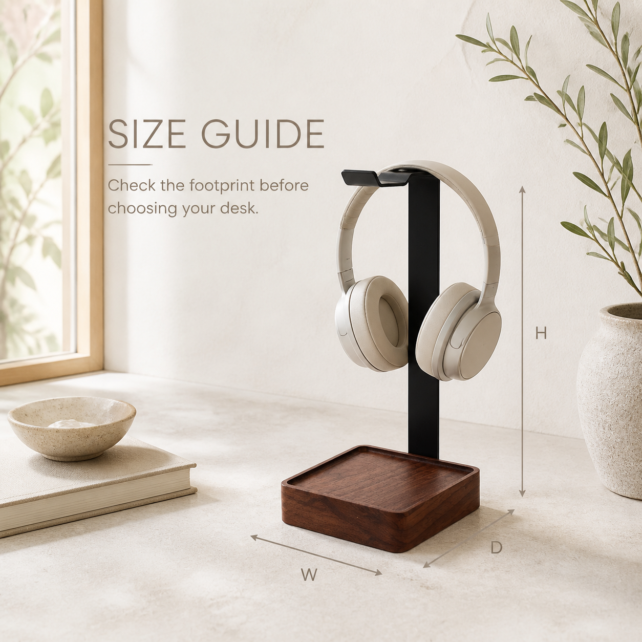 Walnut and Steel Headphone Stand with Valet Tray - product image 09