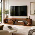 Aurelle Sculptural Solid Wood TV Stand - Design 001 - premium solid wood TV stand main lifestyle view