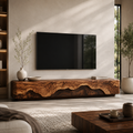 Veyra Sculptural Solid Wood TV Stand - Design 006 - premium solid wood TV stand main lifestyle view