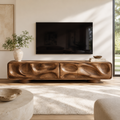 Brielle Sculptural Solid Wood TV Stand - Design 010 - premium solid wood TV stand main lifestyle view