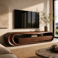 Orin Sculptural Solid Wood TV Stand - Design 011 - premium solid wood TV stand main lifestyle view