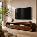 Darian Sculptural Solid Wood TV Stand - Design 013 - premium solid wood TV stand main lifestyle view