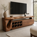 Talia Sculptural Solid Wood TV Stand - Design 015 - premium solid wood TV stand main lifestyle view