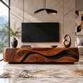 Vale Sculptural Solid Wood TV Stand - Design 016 - premium solid wood TV stand main lifestyle view