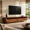 Isla Sculptural Solid Wood TV Stand - Design 017 - premium solid wood TV stand main lifestyle view