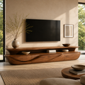 Alden Sculptural Solid Wood TV Stand - Design 019 - premium solid wood TV stand main lifestyle view