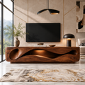 Eira Sculptural Solid Wood TV Stand - Design 020 - premium solid wood TV stand main lifestyle view