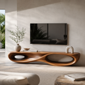 Brisa Sculptural Solid Wood TV Stand - Design 023 - premium solid wood TV stand main lifestyle view
