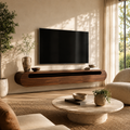 Solene Sculptural Solid Wood TV Stand - Design 025 - premium solid wood TV stand main lifestyle view