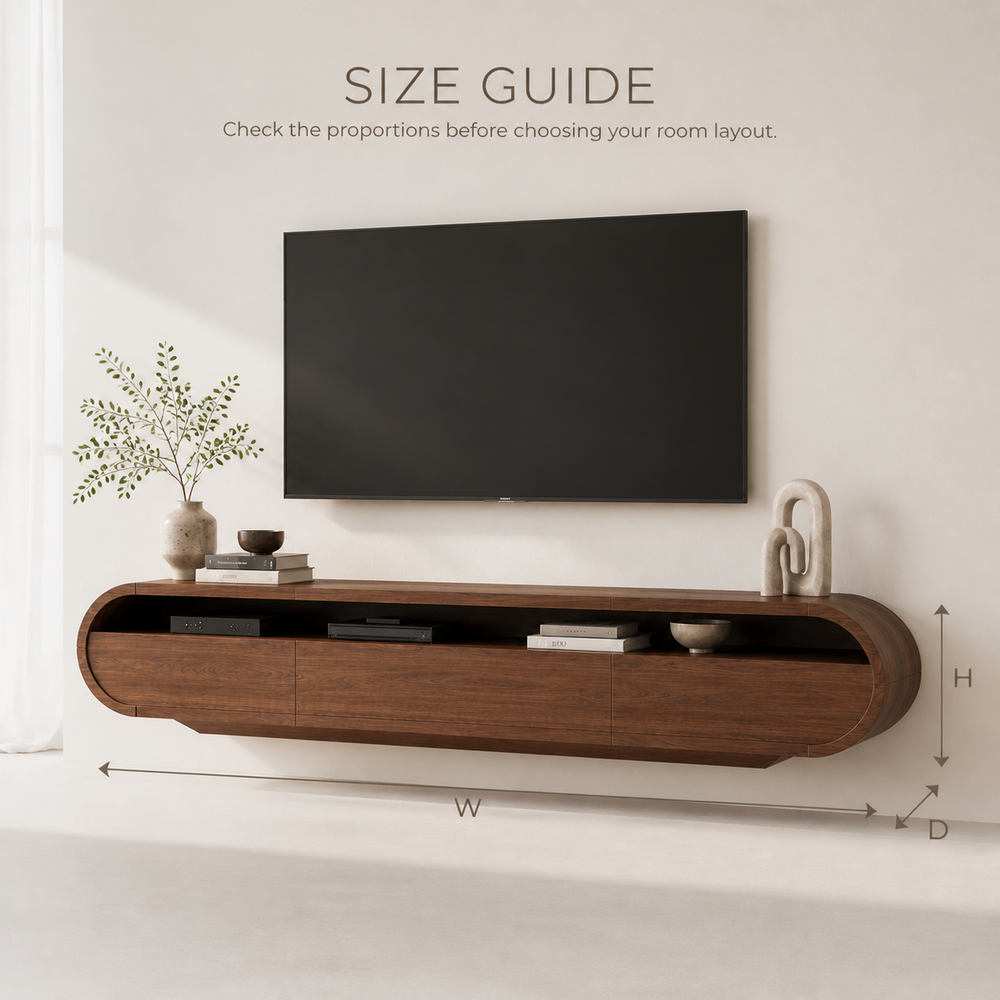 Avira Sculptural Solid Wood TV Stand - Design 026 - TV stand detail and styling view 07