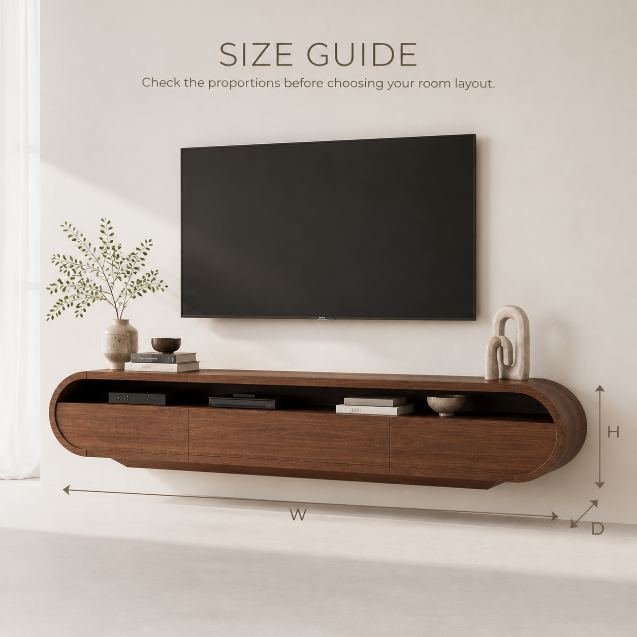 Avira Sculptural Solid Wood TV Stand - Design 026 - TV stand detail and styling view 07