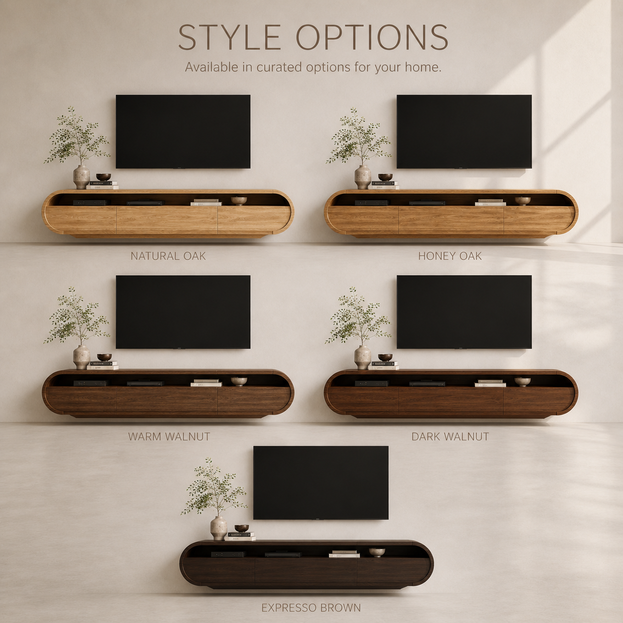 Avira Sculptural Solid Wood TV Stand - Design 026 - TV stand detail and styling view 10