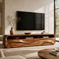 Lorien Sculptural Solid Wood TV Stand - Design 027 - premium solid wood TV stand main lifestyle view