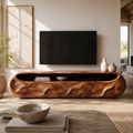 Cassian Sculptural Solid Wood TV Stand - Design 028 - premium solid wood TV stand main lifestyle view