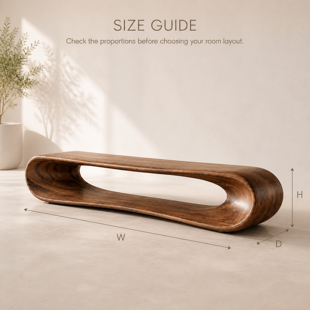Noelle Sculptural Solid Wood TV Stand - Design 030 - TV stand detail and styling view 07