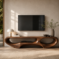 Elian Sculptural Solid Wood TV Stand - Design 031 - premium solid wood TV stand main lifestyle view
