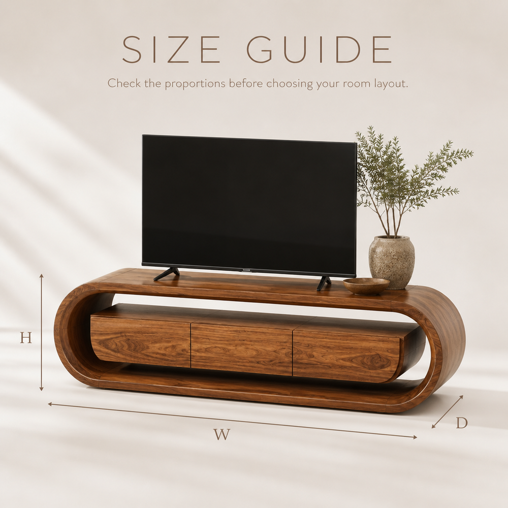 Seraph Sculptural Solid Wood TV Stand - Design 032 - TV stand detail and styling view 07