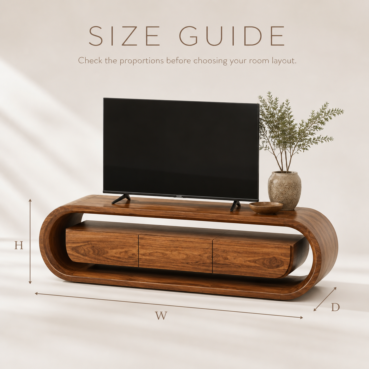 Seraph Sculptural Solid Wood TV Stand - Design 032 - TV stand detail and styling view 07